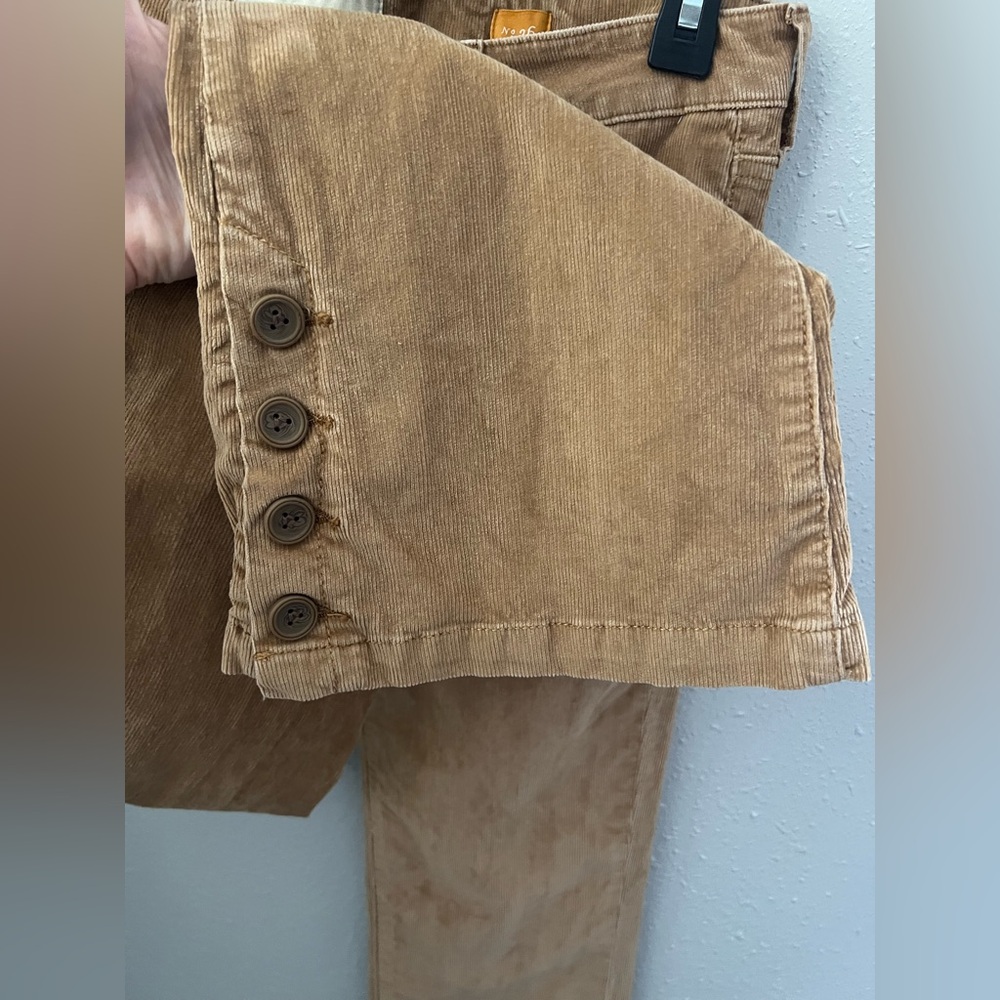 Pilcro and the Letterpress Chestnut Tan Flared Button Hem Corduroy Pants Size 26 - Picture 7 of 12